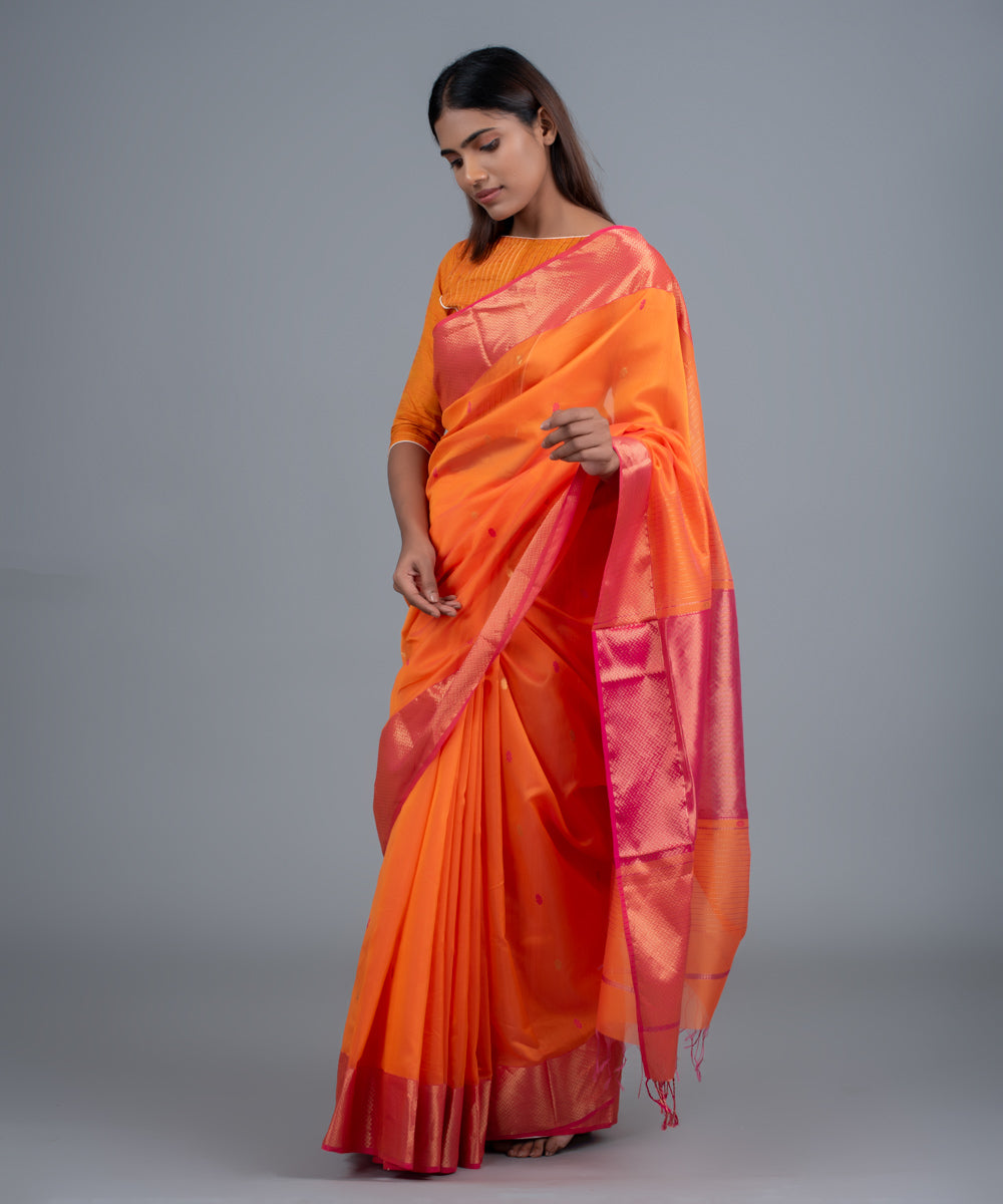 KSS - Double shaded Rustic Orange/Pink korvai – Traditional Silk House